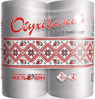 Набір туалетного паперу Обухівський двошаровий, 4 шт (сіра)