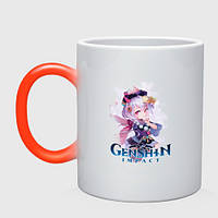 Чашка с принтом хамелеон «Qiqi Цици Genshin Impact» (цвет чашки на выбор)