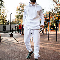 Костюм мужской oversize , худи + штаны, белый / Удобный спортивный костюм / Хлопковый костюм на весну, осень