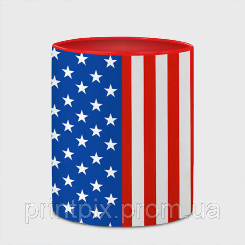 Чашка з принтом «Американський прапор» (колір чашки на вибір)
