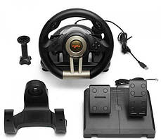 Игровой мультимедийный универсальный руль c педалями газа и тормоза PXN V3 PRO (PC/PS3/PS4/X-ONE) USB дубл