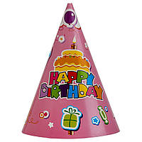 Набір ковпаків "Happy Birthday", 6 шт, рожевий, 24 см YOO-HOO!