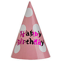 Набір ковпаків "День Народження", 6 шт, рожевий, 24 см YOO-HOO!
