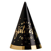 Набір ковпаків "Happy Birthday to you", 6 шт, чорний, 20 см YOO-HOO!