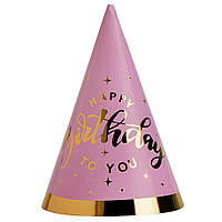 Набір ковпаків "Happy Birthday to you", 6 шт, рожевий, 20 см YOO-HOO!