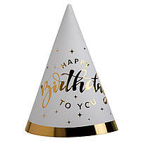 Набір ковпаків "Happy Birthday to you", 6 шт, білий, 20 см YOO-HOO!