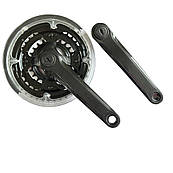 Шатуни 24/34/42T сталеві під гірські велосипеди з захистом 170 мм чорний