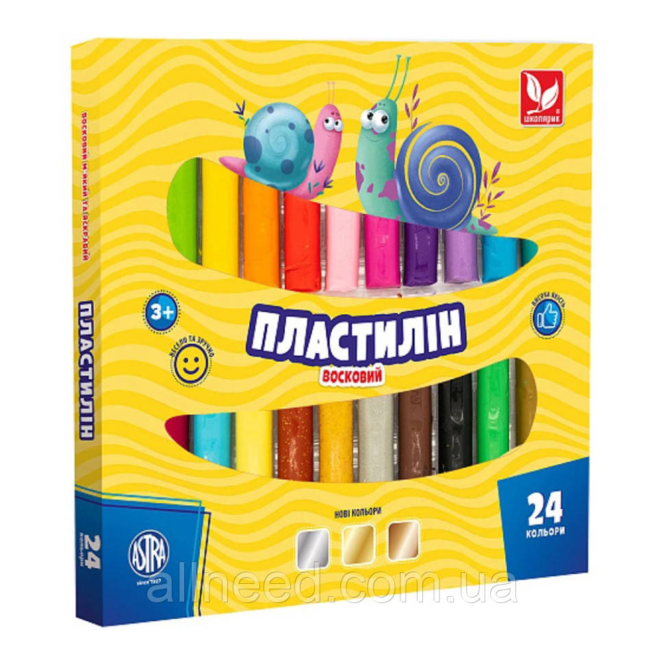Пластилін круглий воскова 303110001-UA 24 кольори, фото 1
