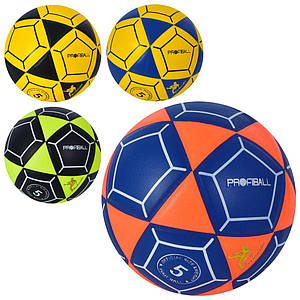 М'яч футбольний MS 3589 (30шт) розмір 5, ПВХ, ламінований,сітка,голка, 390-410 г., 4 кольори, в пакеті