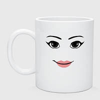 Чашка с принтом керамическая «Роблокс лицо девочки»