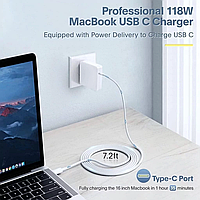 Зарядное устройство блок питания USB Type-C 118W для ноутбука (Белый) дубл