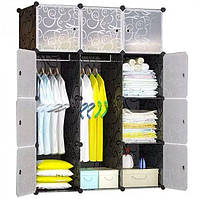Пластиковый шкаф органайзер для белья и одежды, Сборной модульный шкаф для вещей в спальню 110х37х146см дубл