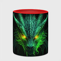 Чашка с принтом «Светящийся зеленый дракон 2024» (цвет чашки на выбор)
