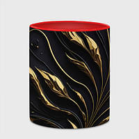 Чашка с принтом «Золотой орнамент на черном» (цвет чашки на выбор)