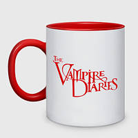 Чашка с принтом двухцветная «The Vampire Diaries» (цвет чашки на выбор)