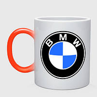 Чашка с принтом хамелеон «Logo BMW» (цвет чашки на выбор)