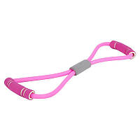 Резинка эспандер для фитнеса, цвет розовый (легкий уровень нагрузки) дубл