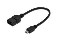 Адаптер Digitus USB 2.0 (AF/microB) OTG 0.2m, black (AK-300309-002-S)