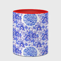 Чашка с принтом «Новогодняя гжель: роспись узорами» (цвет чашки на выбор)