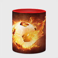 Чашка с принтом «Футбольный мяч огонь» (цвет чашки на выбор)