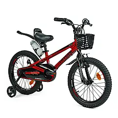 Дитячий алюмінієвий велосипед 18 дюймів CORSO TG-43922 "TAYGER" пляшечка, кошик, червоний