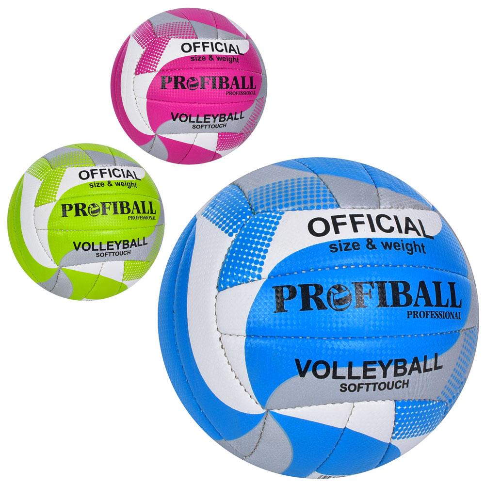 М'яч волейбольний 1166ABC (30шт) офіційн розмір,ПУ,2 шари,ручна робота,18панелей,280-300г,3кольори,в пакеті