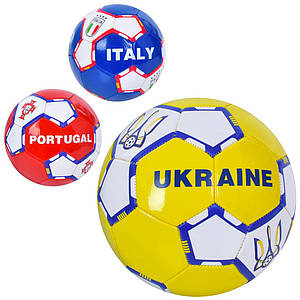 М'яч футбольний EN 3330 (30шт) розмір 5, ПВХ, 1,8мм, 340-360г, 3 види(країни), у кул.