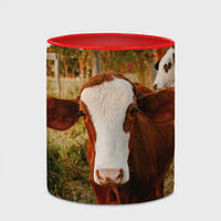 Чашка с принтом «Милая коровка» (цвет чашки на выбор)