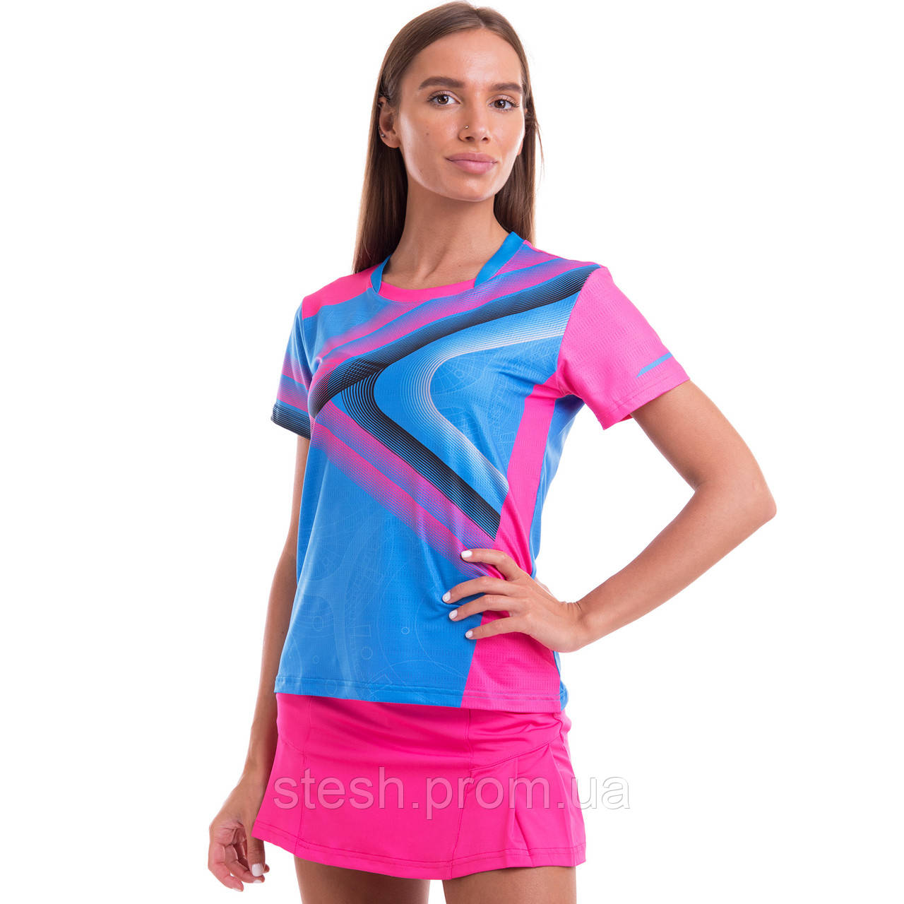Комплект одягу для тенісу жіночий футболка та спідниця Lingo LD-1837B розмір xl колір блакитний рожевий se