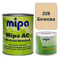 228 Бежевая Акриловая авто краска Mipa 1 л + отвердитель P25 0.5 л