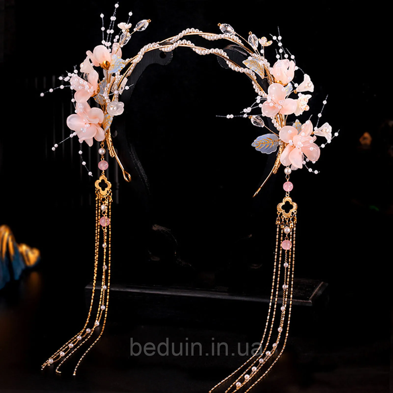 Японська діадема лісова вінок із квітів на голову "Сакура" для фотосесії — Aushal Jewellery