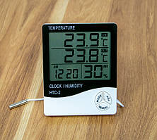 Гигрометр с выносным датчиком HTC-2, настольные часы с термометром и гигрометром | гігрометр електронний дубл