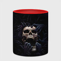 Чашка с принтом «Hands on skull» (цвет чашки на выбор)