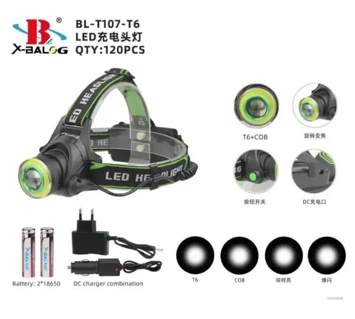 Мощный универсальный аккумуляторный налобный фонарь BAILONG BL-T107-T6 CREE XML-T6 Легкий налобный фонарь - фото 10 - id-p2186927705