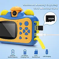 Детская камера 12 МП 1080P с функцией печати Детский фотоаппарат Синий дубл
