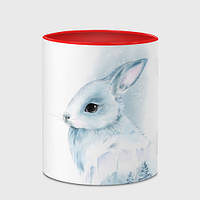 Чашка с принтом «Милый кролик в акварельной технике» (цвет чашки на выбор)
