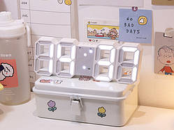 Электронные настольные LED часы с будильником и термометром LY-1089 White (белая подсветка) (6803) дубл