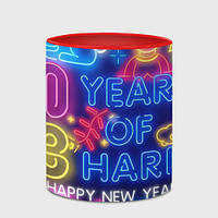 Чашка с принтом «Happy New Year Neon 2023» (цвет чашки на выбор)