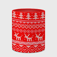 Чашка с принтом «Рождественский красный свитер с оленями» (цвет чашки на выбор)