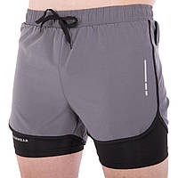 Шорты короткие спортивные двойные мужские JASON 62201 размер 2xl цвет серый sh