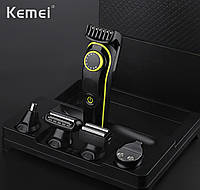 Машинка для бритья аккумуляторная Kemei KM-696 Kit 5in1 машинка для бороды, триммер для стрижки волос дубл