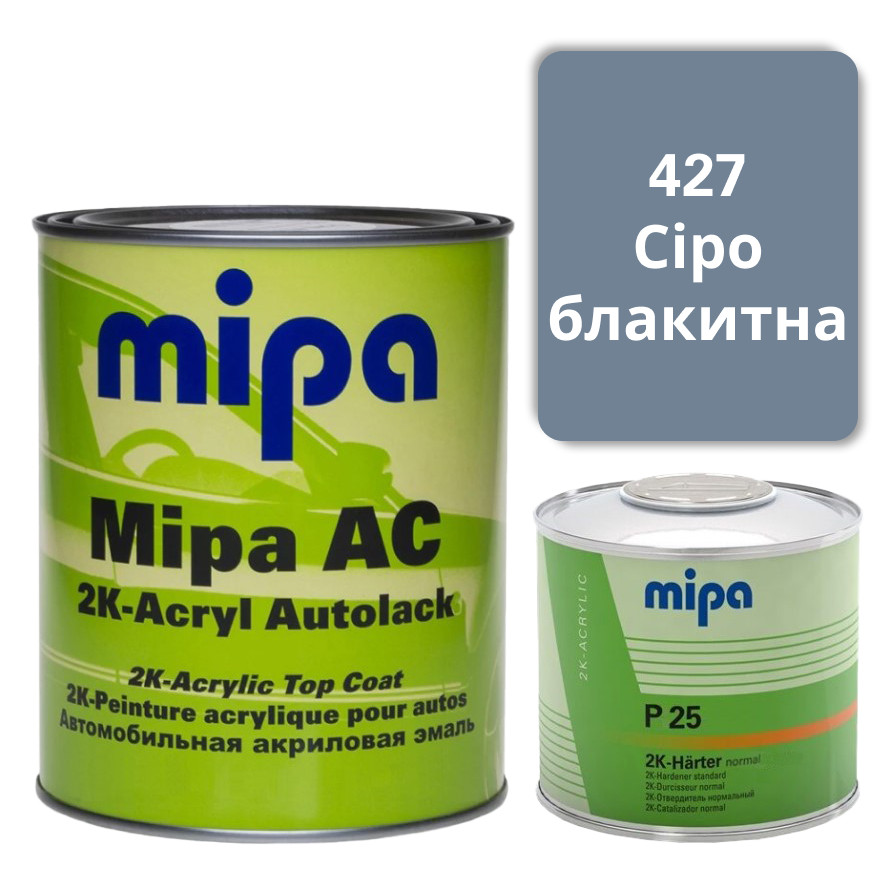 427 Сіро-блакитна Акрилова авто фарба Mipa 1 л + затверджувач P25 0.5 л