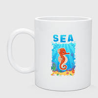 Чашка с принтом керамическая «Морской конек под водой»