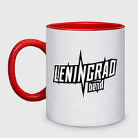 Чашка с принтом двухцветная «Группировка ленинград логотип» (цвет чашки на выбор)