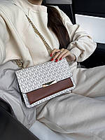 Брендовая маленькая женская каркасная сумочка с цепочкой Michael Kors, модная мини сумка для девушек Бежевый
