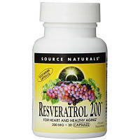 Антиоксидант Source Naturals Ресвератрол, 200 мг, Resveratrol, 30 таблеток (SN2292) - Топ Продаж!