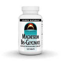 Минералы Source Naturals Магний Бисглицинат, Magnesium Bis-Glycinate, 120 таблеток (SNS-02132)