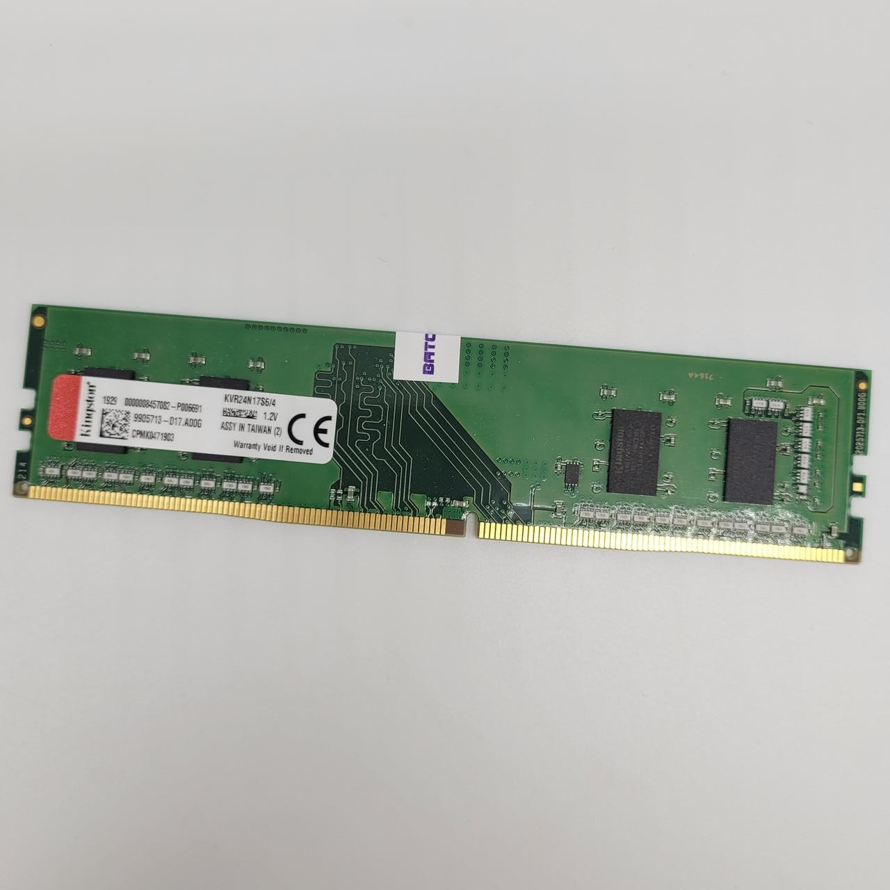 Оперативна пам'ять Kingston DDR4 4Gb 2400MHz PC4-19200U 1R8 CL17 (KVR24N17S6/4) Б/В