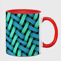 Чашка с принтом «Сине-зелёная плетёнка - оптическая иллюзия» (цвет чашки на выбор)