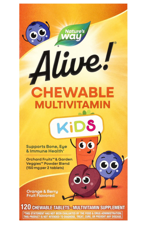 Nature's Way Alive!® Children's Chewable Multi-Vitamin Orange and Berry, 120 шт